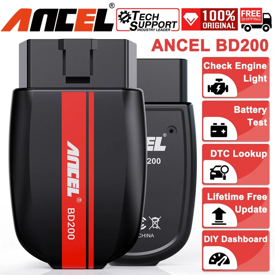 

BD200 OBD2 Scanner Bluetooth - Code Reader & Check Engine Diagnostic Scan Tools with Car Battery Test, Exclusive App On iOS & An