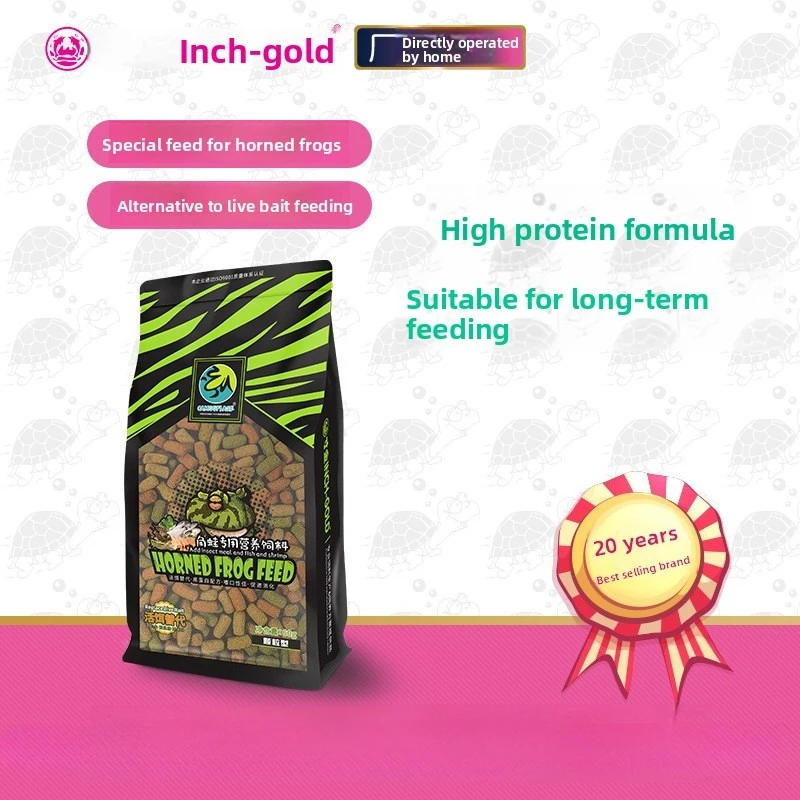 

Inch-Gold High Protein Pacman Frog Food, Nutritious Soft Pellets for Horned Frogs, Complete Diet for Albino,Ornate&Color Morphs