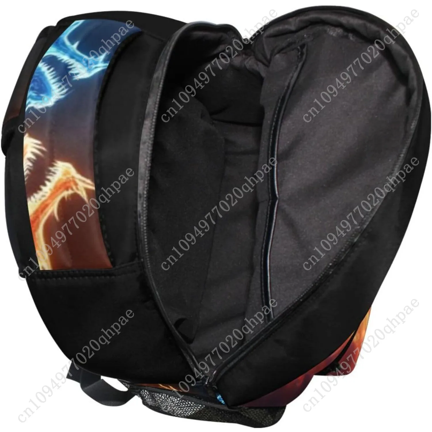 Kcldeci Red Blue Fire Dragon School Backpack Galaxy Teens Girls Boys Kids Bookbag, Monster Animal Water Resistant Elementary Tra