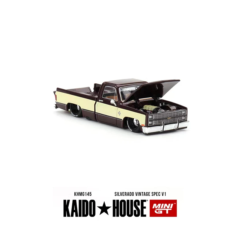 PreSale MINIGT KHMG145 1:64 Silverado vintage spec V1 Openable Hood Diecast Car Model Kaido House