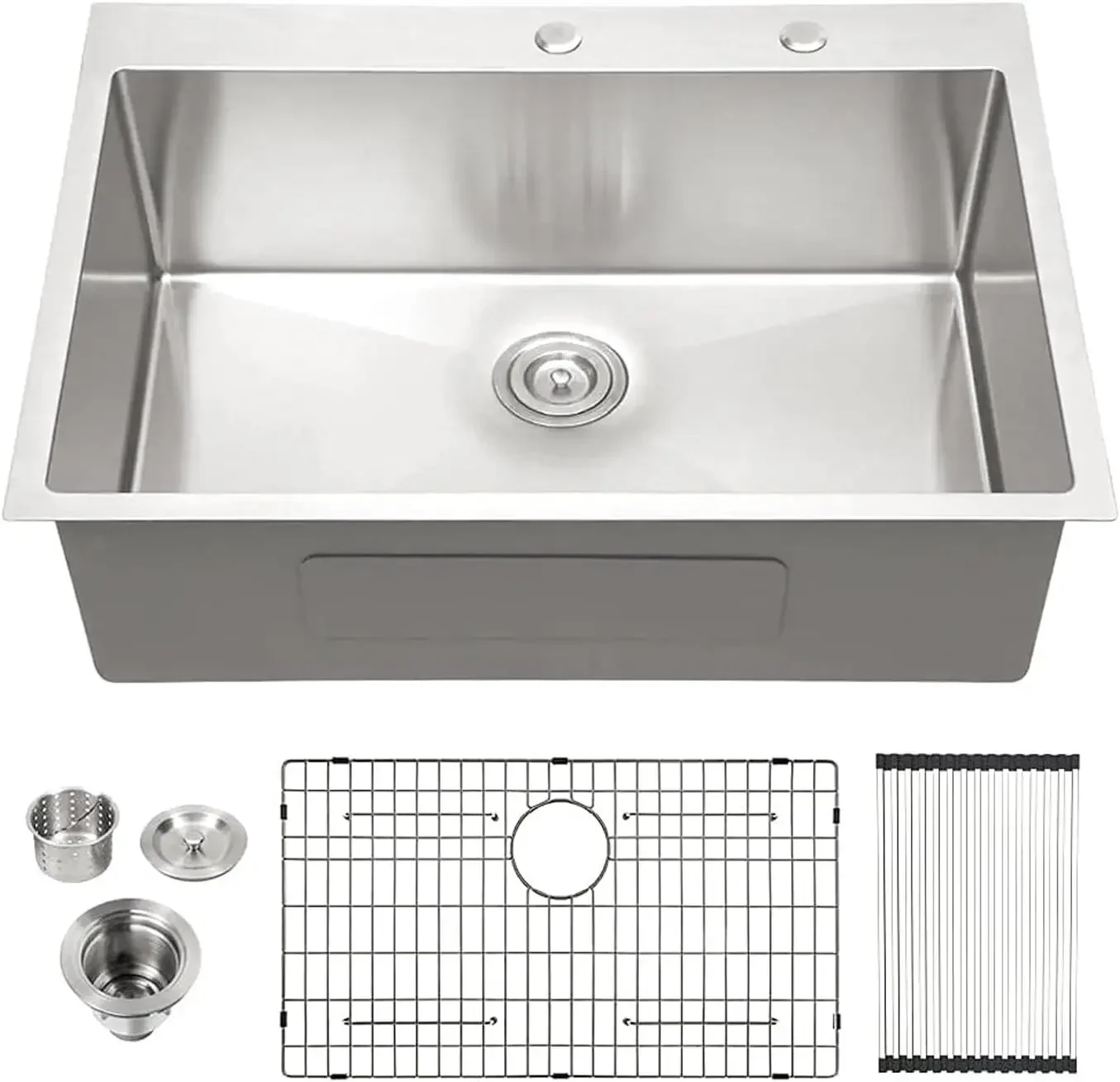 28 Kitchen Sink Drop In - Lordear 28 x 22 Kitchen Sink Single Bowl Drop In Stainless Steel 16-Gauge R10 Tight Radius Topmount Ki