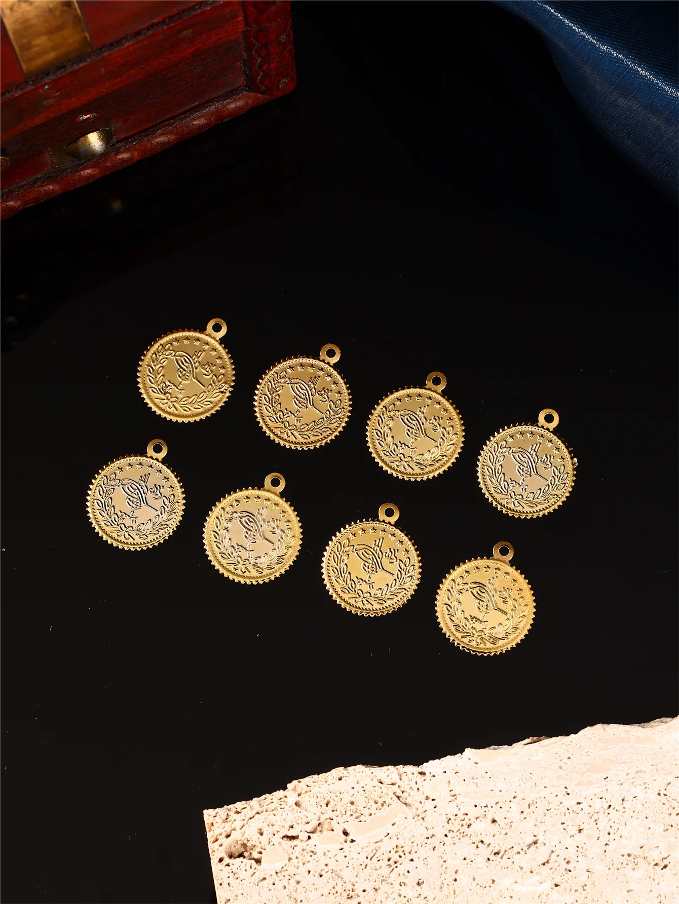 Coin-Shaped Diy Handmade Accessories, Engraved Turkish Ottoman Patterns, Women's Clothing Accessories