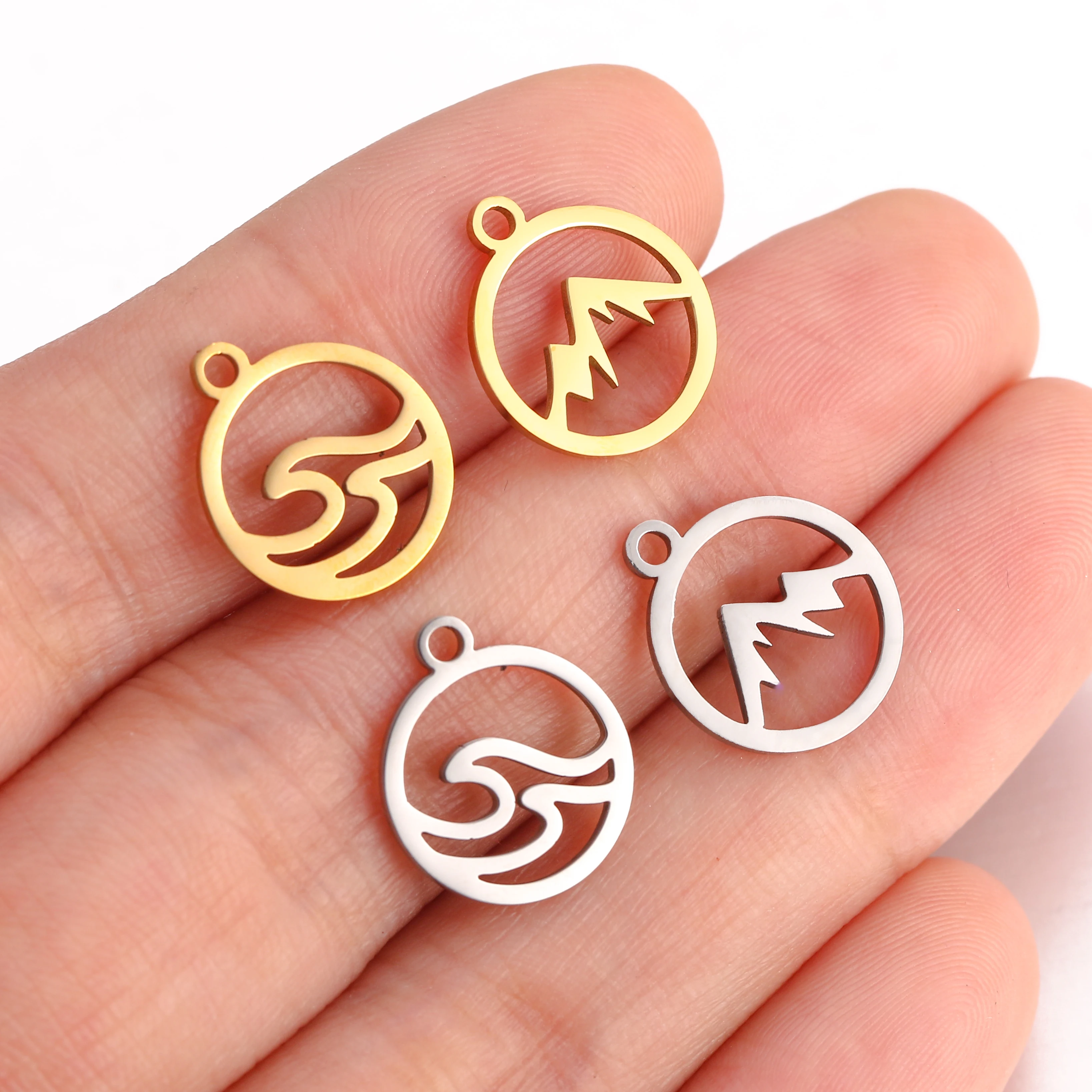 5Pcs/Lot Mountain Charm Stainless Steel Romantic Hollow Sea Pendants for Bracelet Necklace Earring Jewelry Couple Gifts Making