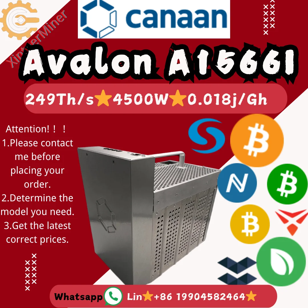 Canaan Avalon A1566I is an ASIC miner designed for SHA-256 algorithm, specifically targeting BTC (Bitcoin) .249Th/s 4500W