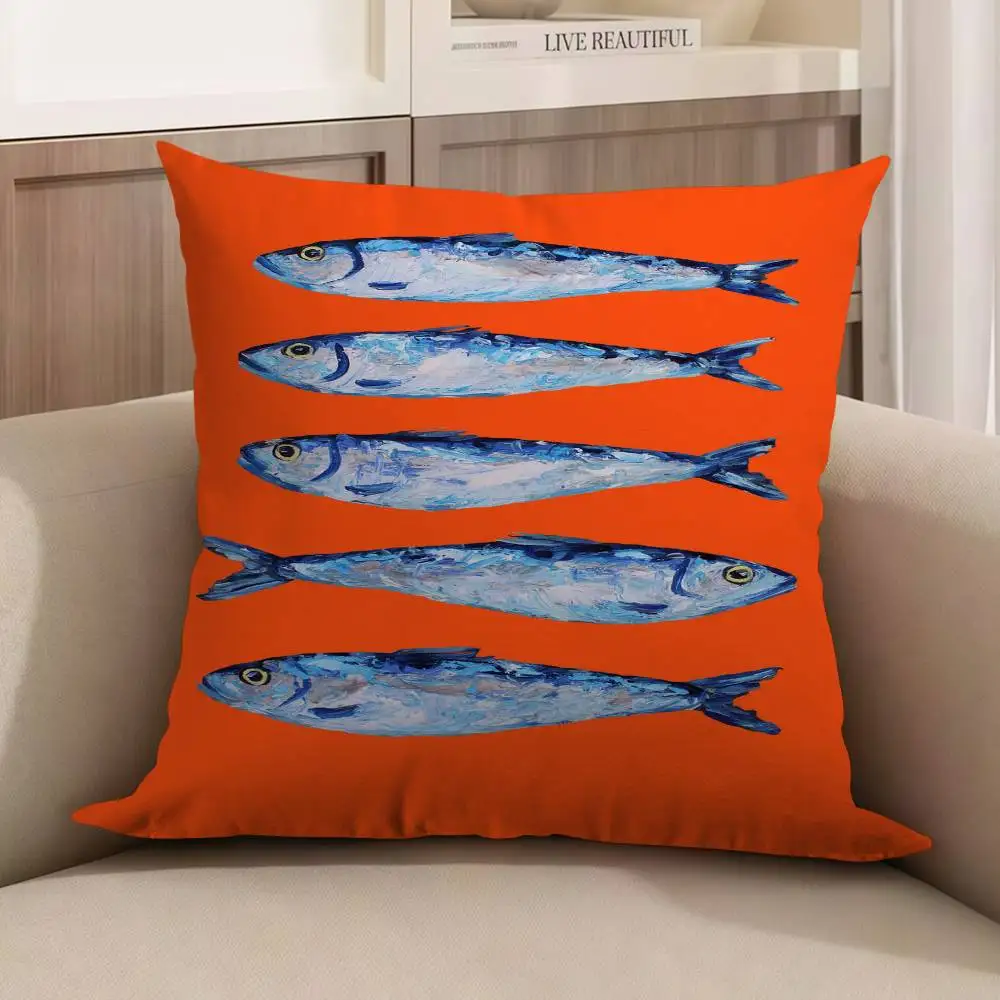 

Japanese Autumn Swordfish Painting Pillowcase Toon Gift Cushion Cover Bedroom Home Sofa Chair Seat Decor Pillow Case