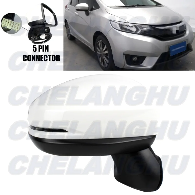 

Mirror Assembly For Honda Fit 2015 2016 2017 2018 2019 2020 US Version Right Side 5 Pins White Painted Power Adjust Turn Light