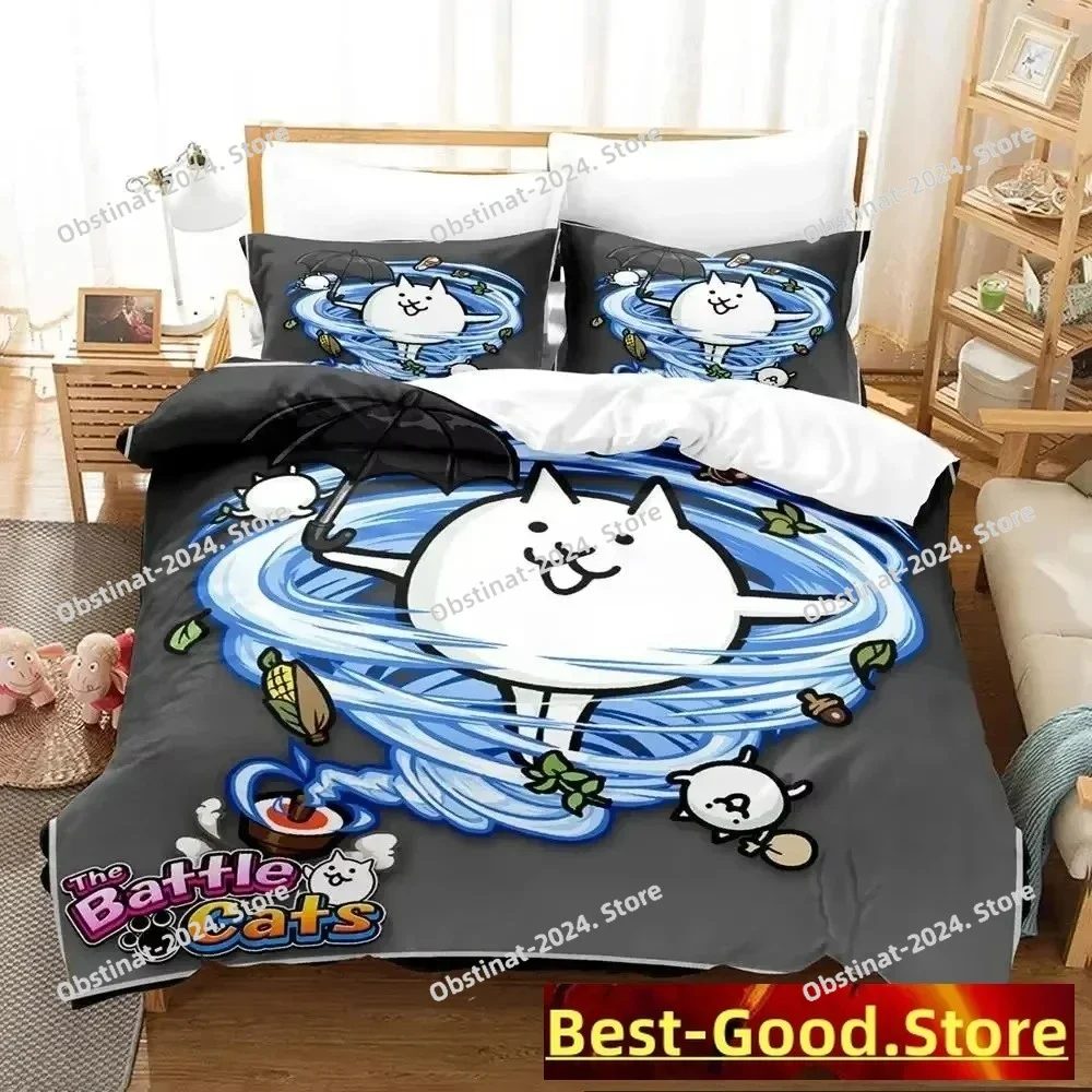

Game The Battle Cats Unite Bedding Set Printed Bed Set Duvet Cover Sheet Pillowcase Bed Soft Quilt Cover Full Queen King Size