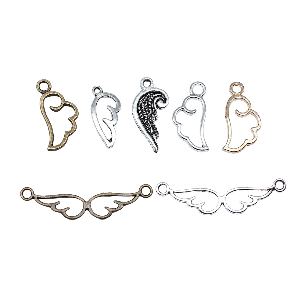 40 sztuk skrzydła anioła złącze Charms do tworzenia biżuterii Wing Charms DIY Handmade tybetański znalezienie biżuterii — zdjęcie 3