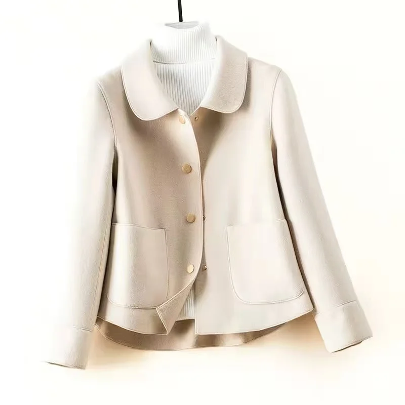 2025 New Fashion Women Woolen Coat Autumn Winter Loose Double-Sided Cashmere Wool Coat Female Overcoat Outerwear