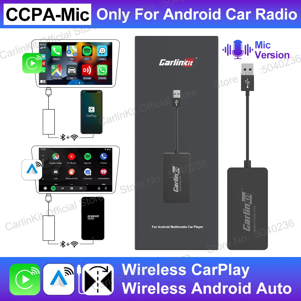 CarlinKit Android Auto USB Dongle Wireless CarPlay Adapter For Android Car Support Spotify Waze Map Phone Mirrorlink Car Radio image 3