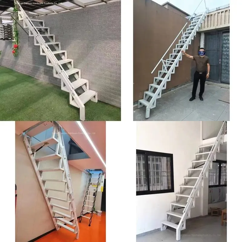 Household electric floating lift staircase folding telescopic invisible ladder indoor aluminum staircase