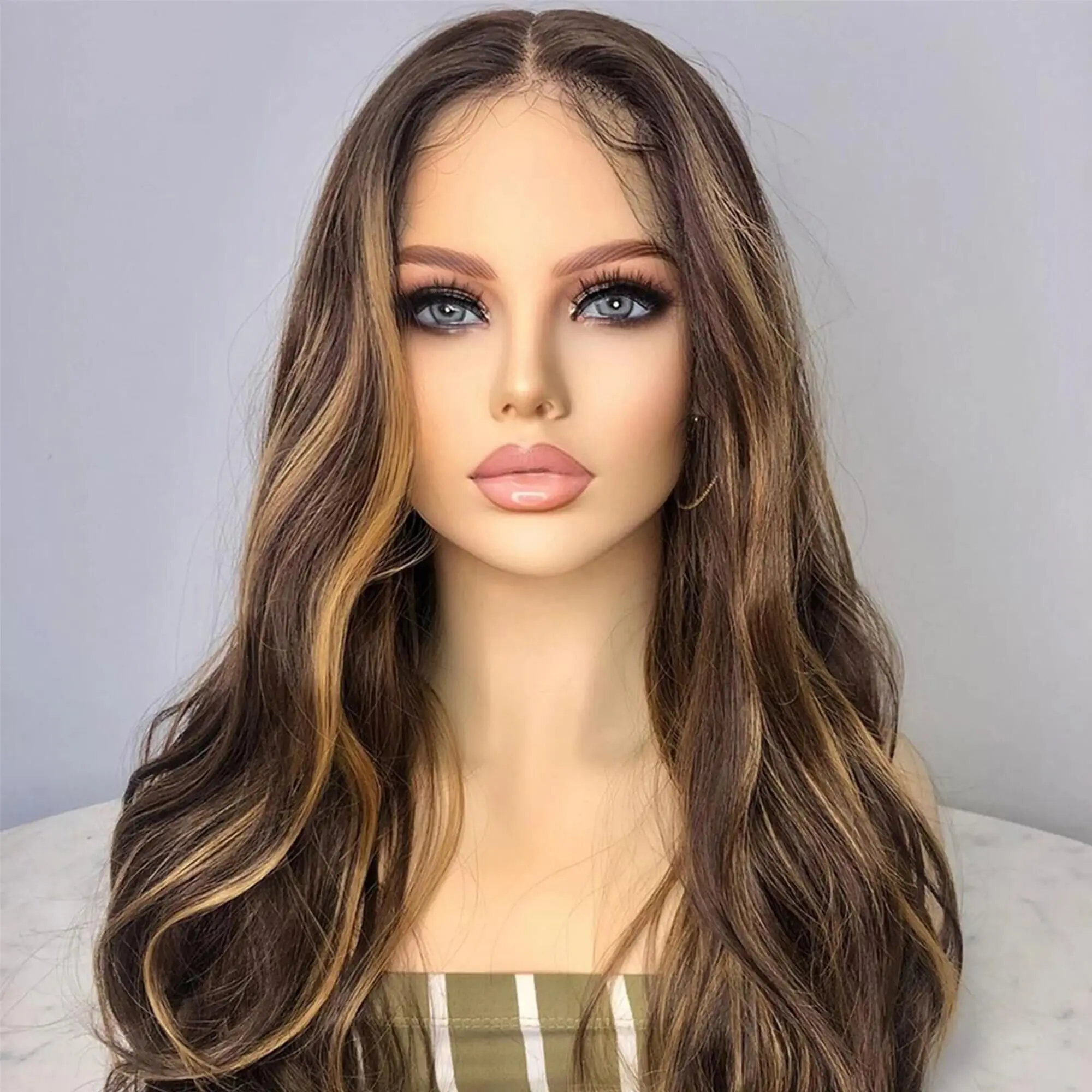 

Soft Highlight Brown Body Wave Preplucked Glueless 30inch 5x5 Silk Base Jewish Human Hair Wig Baby Hair HD Lace European Hair