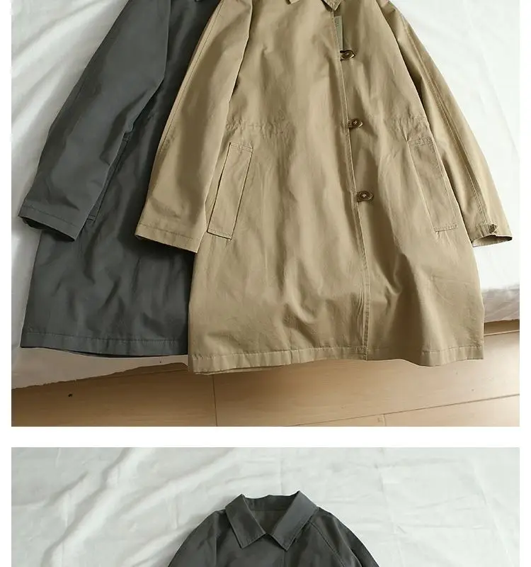 sweet and retro versatile loose mid length windbreaker, women's raglan sleeves, spring and autumn casual coat, women