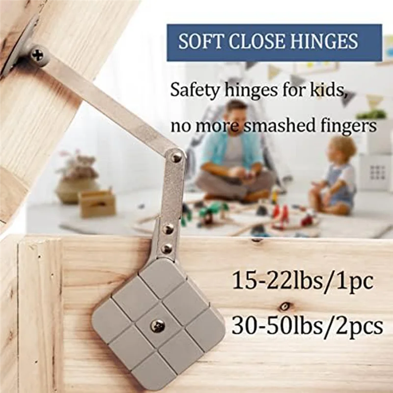 

Toy Box Hinge Soft Close Chest Hinge Safety Cover Support Hinge For Wooden Box Blanket Chest Bench Cover,2Pcs