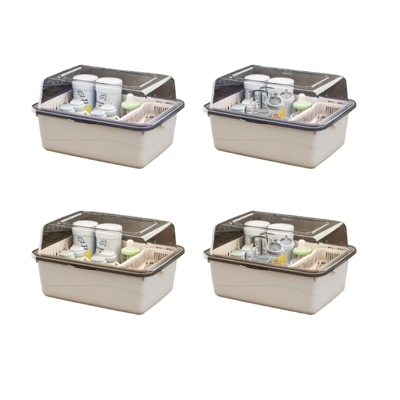 

Baby Bottle Storage Box Reusable Storage Container with Drying Rack Dustproof Nursing Bottle Portable