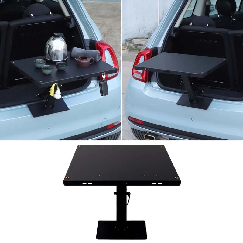 

For Fiat 500 2016+ carbon steel black car tailgate lock extension small table plate car interior modification accessories