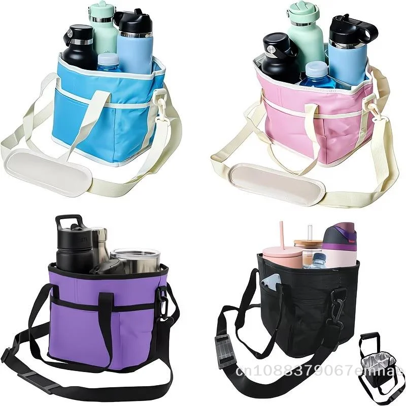 【xxx】4-Compartment Drink Carrier Bag  Capacity Insulated Water Bottle Holder Tumbler Tote With Adjustable Strap Travel, Picnic
