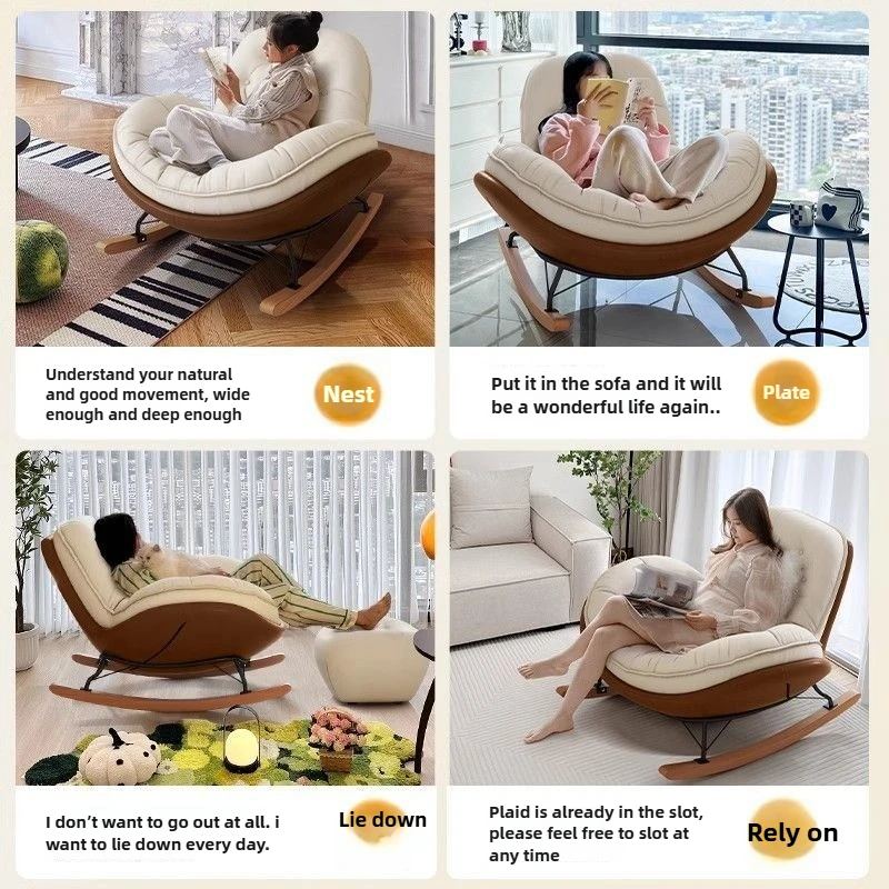 Lazy Sofa, Rocking Chair,Lounge Chair,Adult Home,Balcony,Leisure Living Room,Light Luxury, Single Person, Penguin Rocking Chair image 3