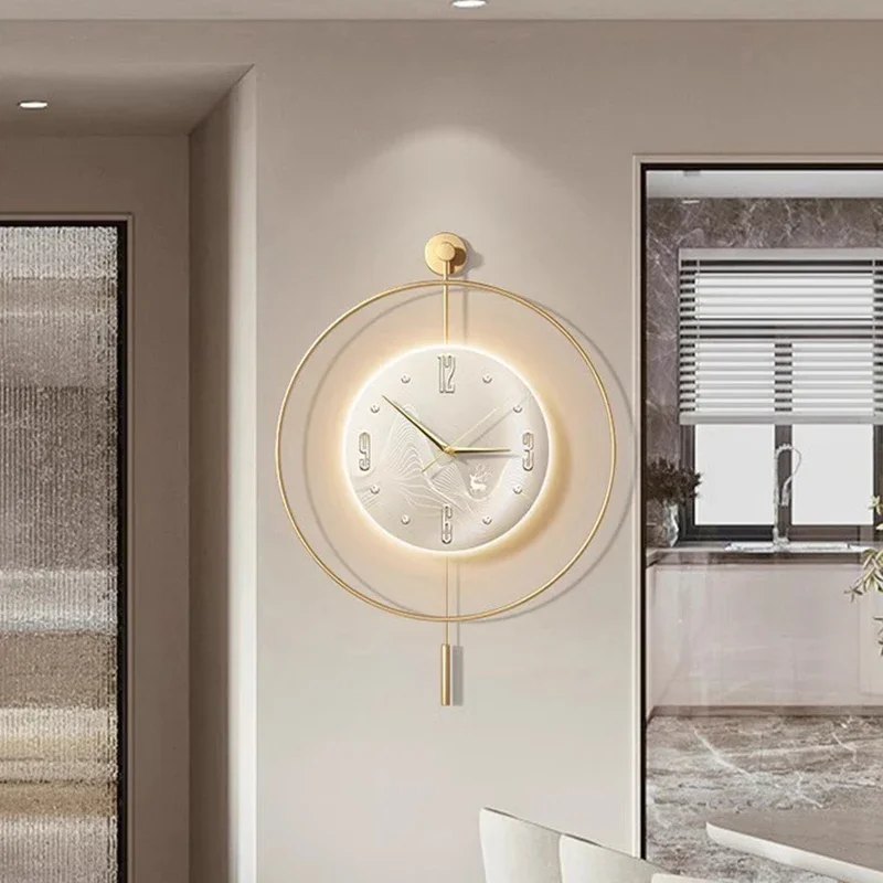 Waiting Mural Wall Clocks Modern Led Aesthetic Creative Round Nordic Wall Watch Minimalist Restaurant Wanduhr Home Decoration