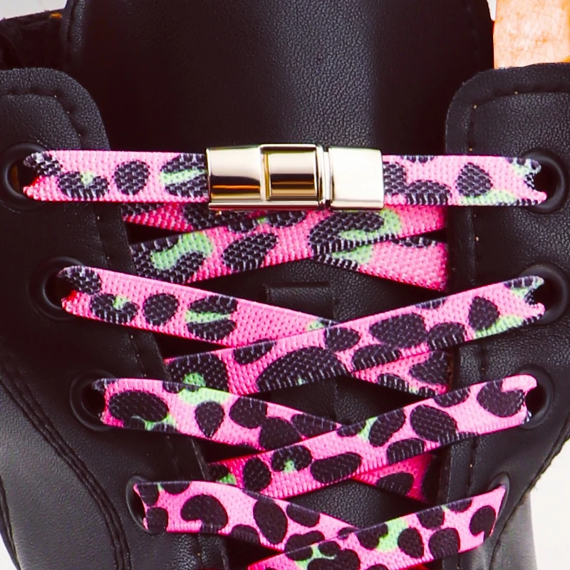 Press Lock Shoelaces No Tie Shoelaces Without Ties Animal Pattern Elastic Shoe Laces Sneakers Tiger/Leopard Shoes Accessories