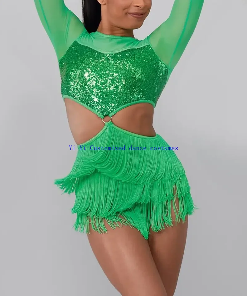 

Профессиональные костюмы для латиноамериканских танцев 2026 года: юбка для выступлений в любом цвете, с пайетками и перьями