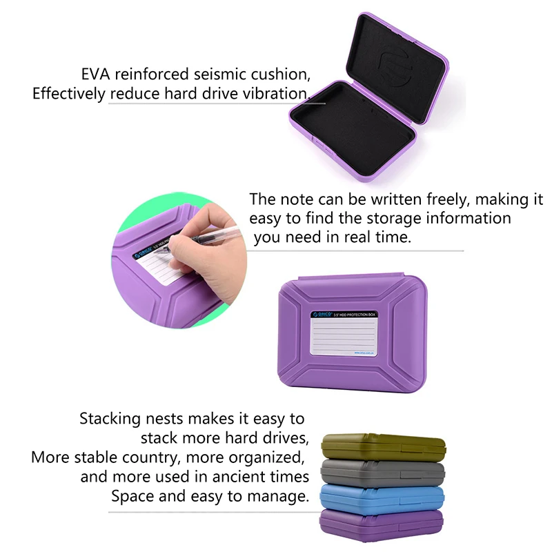 3.5 Inch Portable Hard Drive Bags & Case HDD Protective Moisture-proof Storage Box for HDD Black Hard Drive Box 6Colors