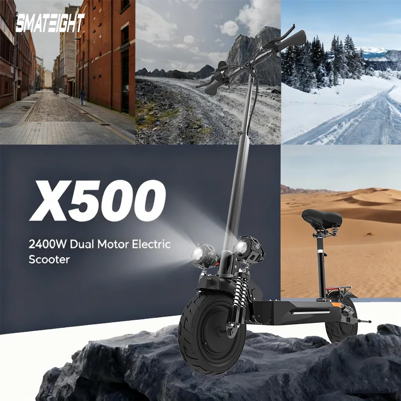 

Электрический самокат с максимальной скоростью 64 км/ч X500, 2400 Вт, двухмоторный электронный самокат, литиевая батарея 48 В, 20 Ач для взрослых, 10 дюймов, шина, диапазон 64 км