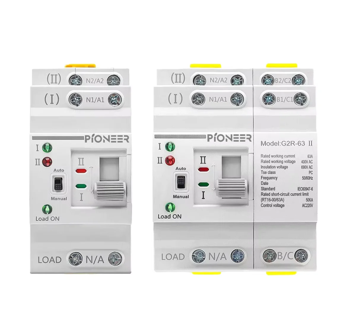 4P 110V/220V 3Phase Automatic Generator Transfer Switch Dual Power ATS with 63A and Timer CB for Home or Solar