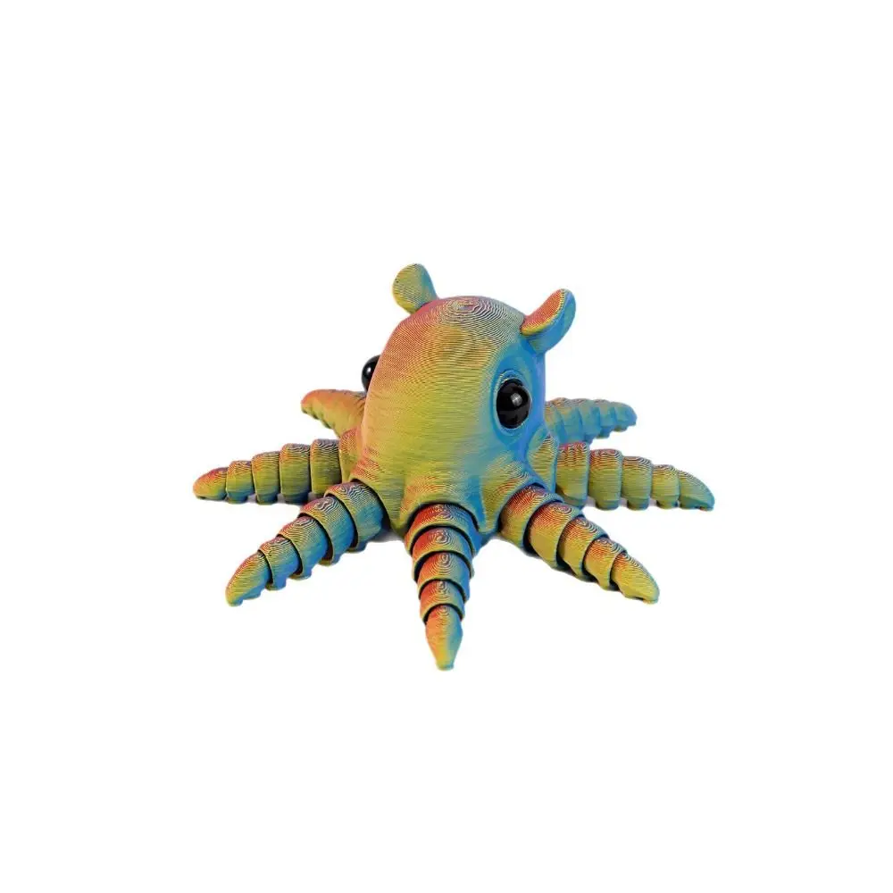 PLA Plastic 3D Printed Octopus Model Multi-jointed Movable Octopus Desktop Ornaments 7 Colors Animal Simulation Model Children's