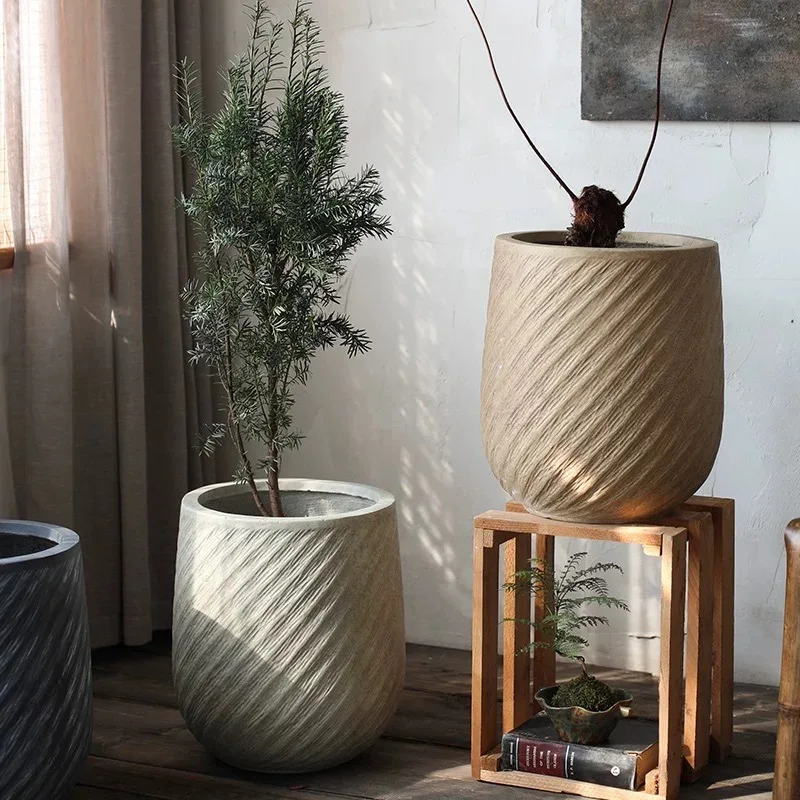 

2026 Garden Planter DesignHigh Quality Indoor Outdoor Flower Pot Decorative Garden Floor Decoration Large Fiber Clay Pot Planter