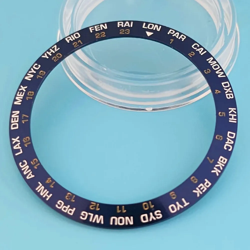 38mm Alloy Multi Time Zone Display Bezel Insert Fits 40mm 41mm Stainless Steel Watch Case