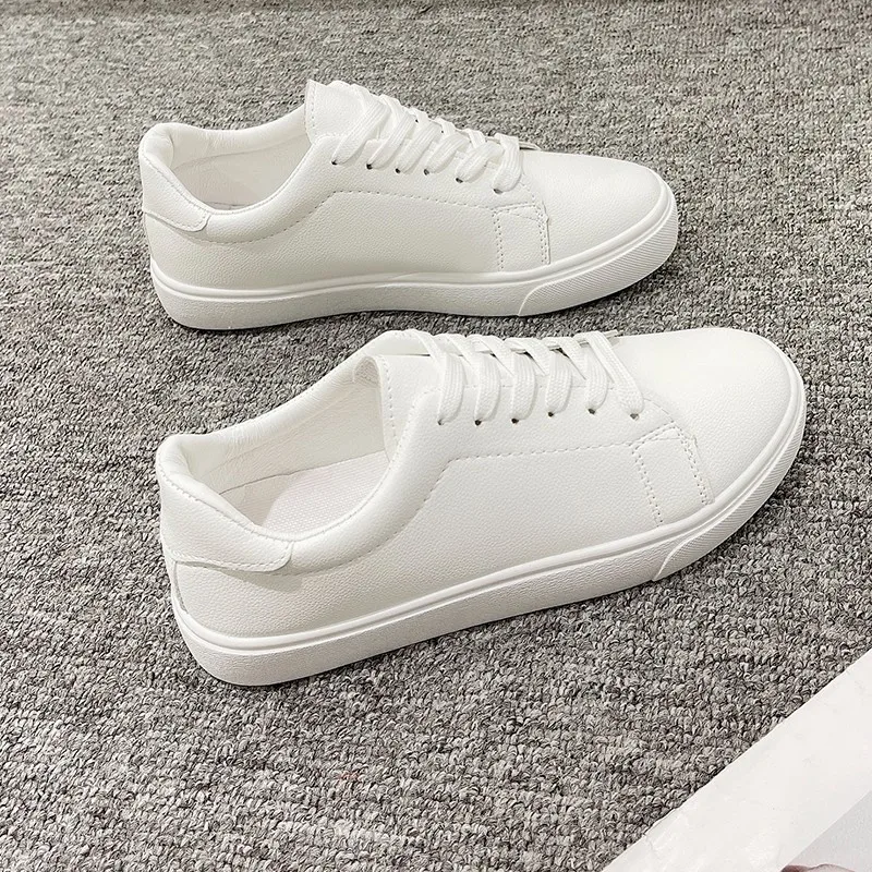 Women Sneakers Breathable Students Casual Sports Shoes Girl Flat Leather Pu White Shoes Woman Vulcanize Shoes 35-43