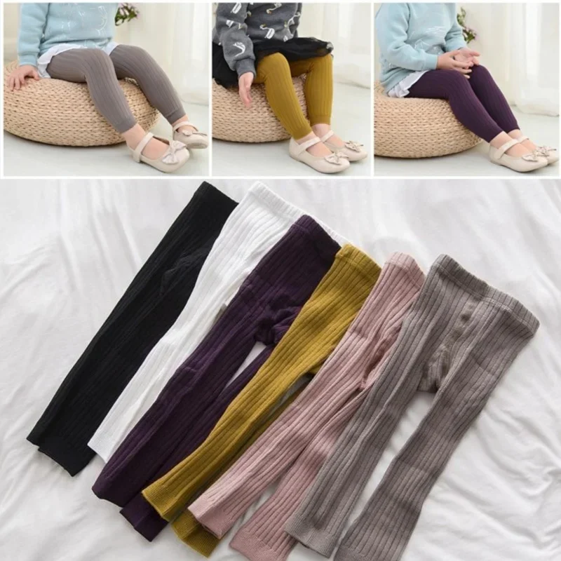 Spring Autumn Kids Baby Pants Girls Korean Knitted Cotton Da
