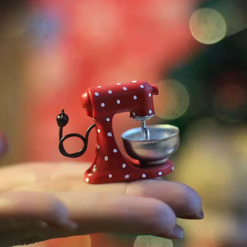 1:12 دمية مصغرة عيد الميلاد خلاط أحمر خلاط نموذج مشهد عيد الميلاد زخرفة لعبة ديكور المطبخ #4