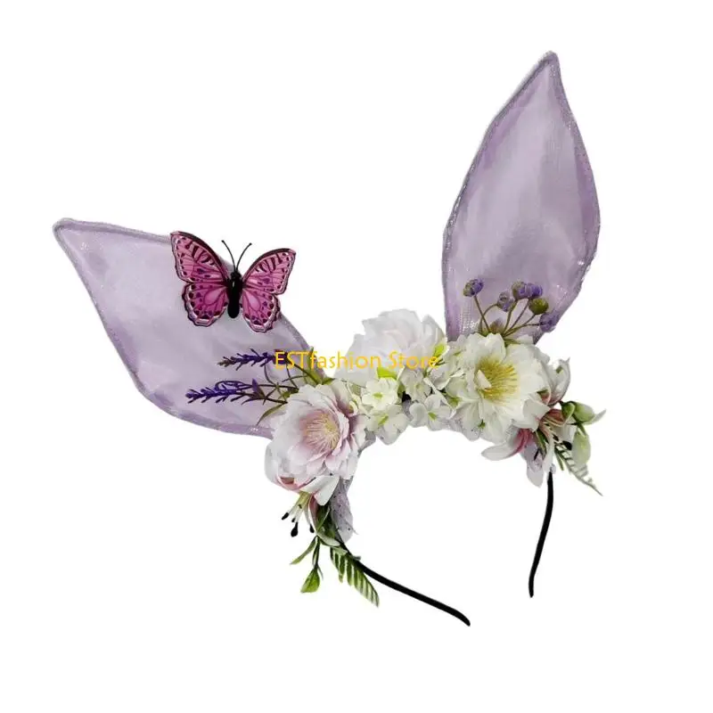 

Y5GC Butterfly Rabbit Ears Hair Accessory Multi Color Choices For Costume Parties Daily Outfits Photo Props