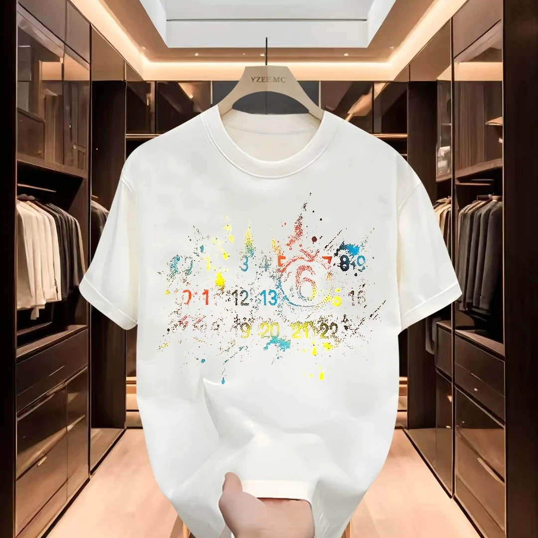 

2026, новые трендовые легкие роскошные мужские и женские футболки высокого качества с граффити и цифровым принтом, круглый вырез, свободные короткие рукава