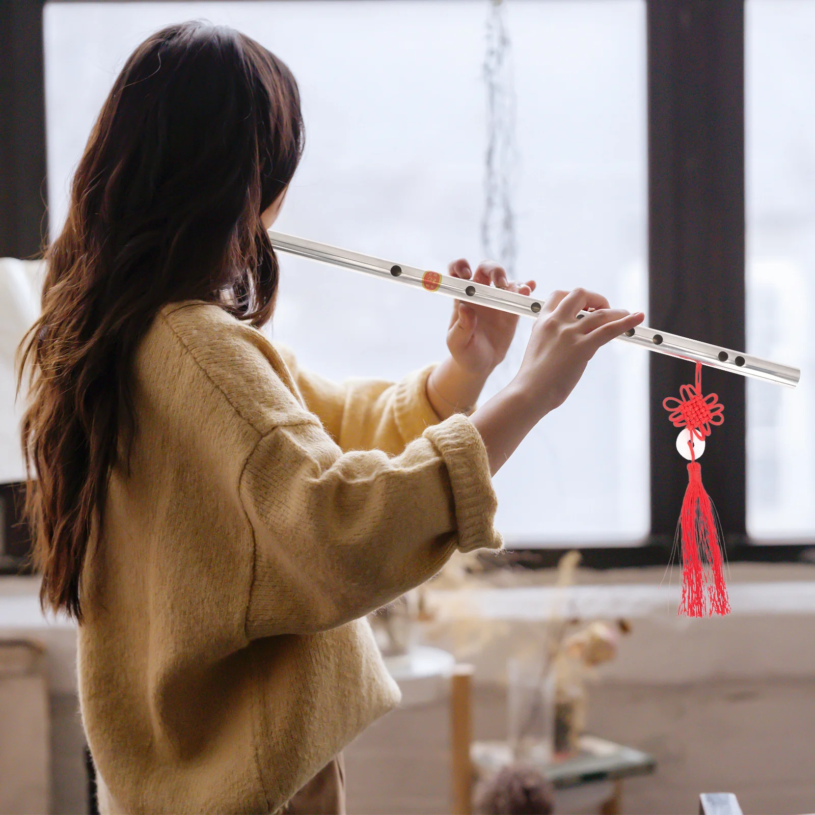 

1 set 1 Set Stainless Steel Flute D Key Metal Musical Instrument For Beginners Students Portable Practice Chinese Flute