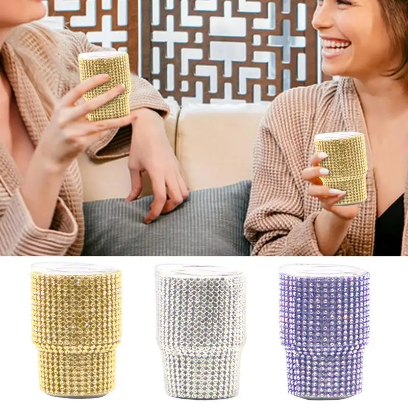 Bling Tumbler Shot Glass Stainless Steel Double Wall Glitter Cup Stainless Steel Double Wall Metal Drinking Vessel Stylish