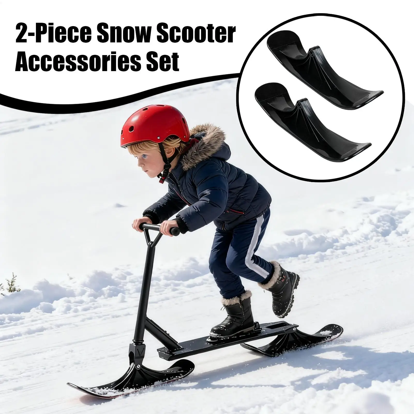 

4-Season Sled Conversion Kit, 1 Pair Skis for Snow Sand Grass, Ergonomic Ski Attachment for All Terrain Sledding Adventure