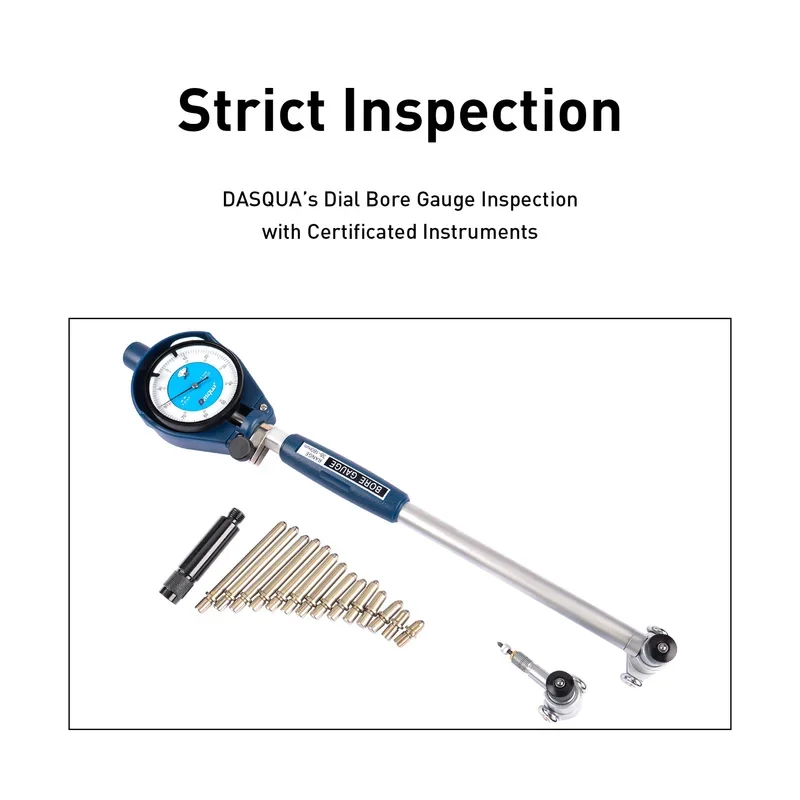 DASQUA Extra Long Range 35-160mm Alexometer Dial Bore Gauge Set For Deep Engine Cylinder Measurement With Carbide Anvils