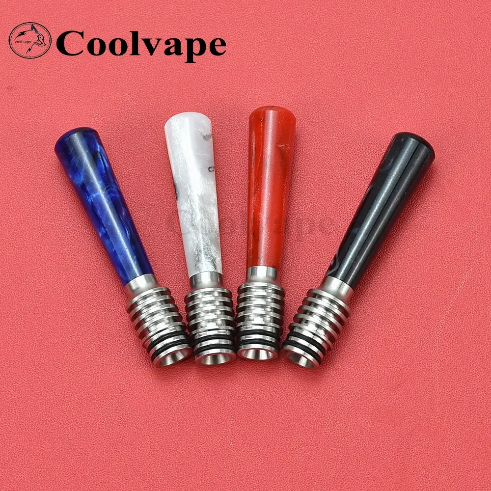 Wolfcoolvape 510 MTL بالتنقيط تلميح الراتنج وPEI طويل واسع تتحمل المعبرة مع قاعدة 316SS ل MTL RDA RTA RDTA Vape Atomizer