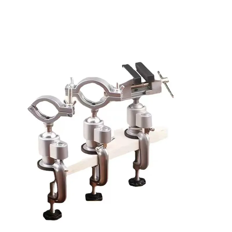 

360° Aluminum Alloy Universal Rotating Vise, Drill & Grinder Fixed Bracket, Multi-Functional Table Bench Clamp
