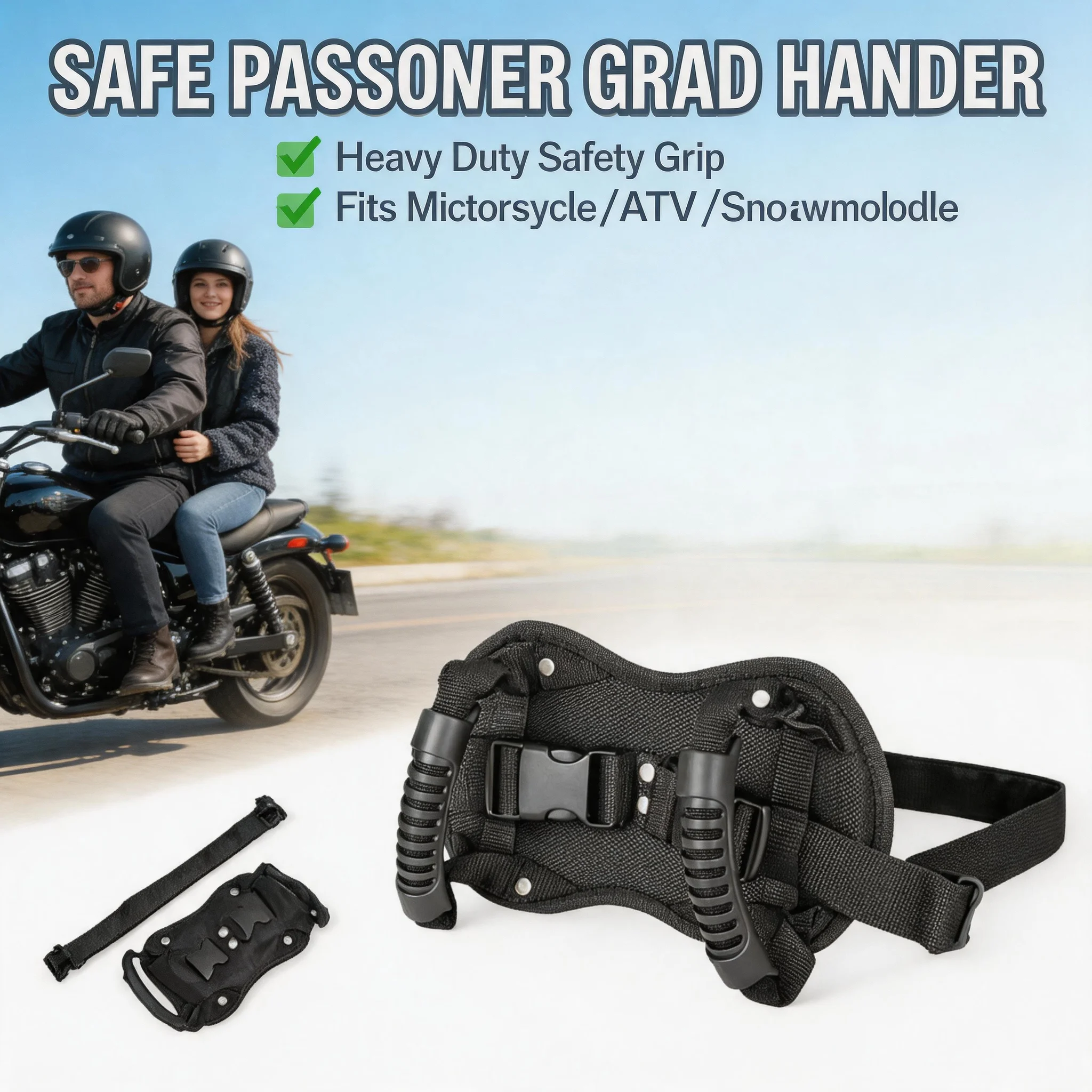 Durable Motorcycle Rear Seat Armrests Universal Fit Safety Passenger Grab Handles for Beach Snowmobile ATV Dirt Bike Accessories