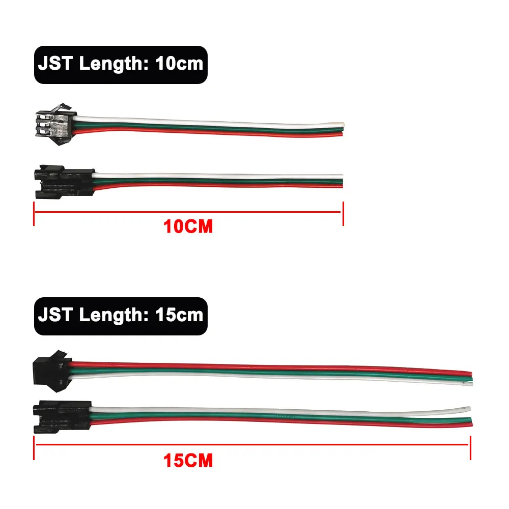 10/20/50 Pairs WS2811 WS2812B SK6812 3Pin JST LED Connectors 15cm Female and Male Red Green White Wire For RGB Strip Light
