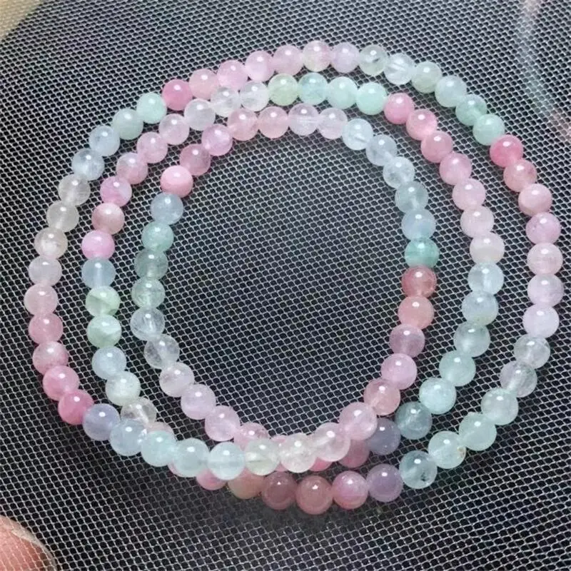 Natural Tourmaline Multi-loop Fashion Bracelet Round Beads Bracelet Mineral Yoga Balance Crysyal Jewelry 1PCS 5MM