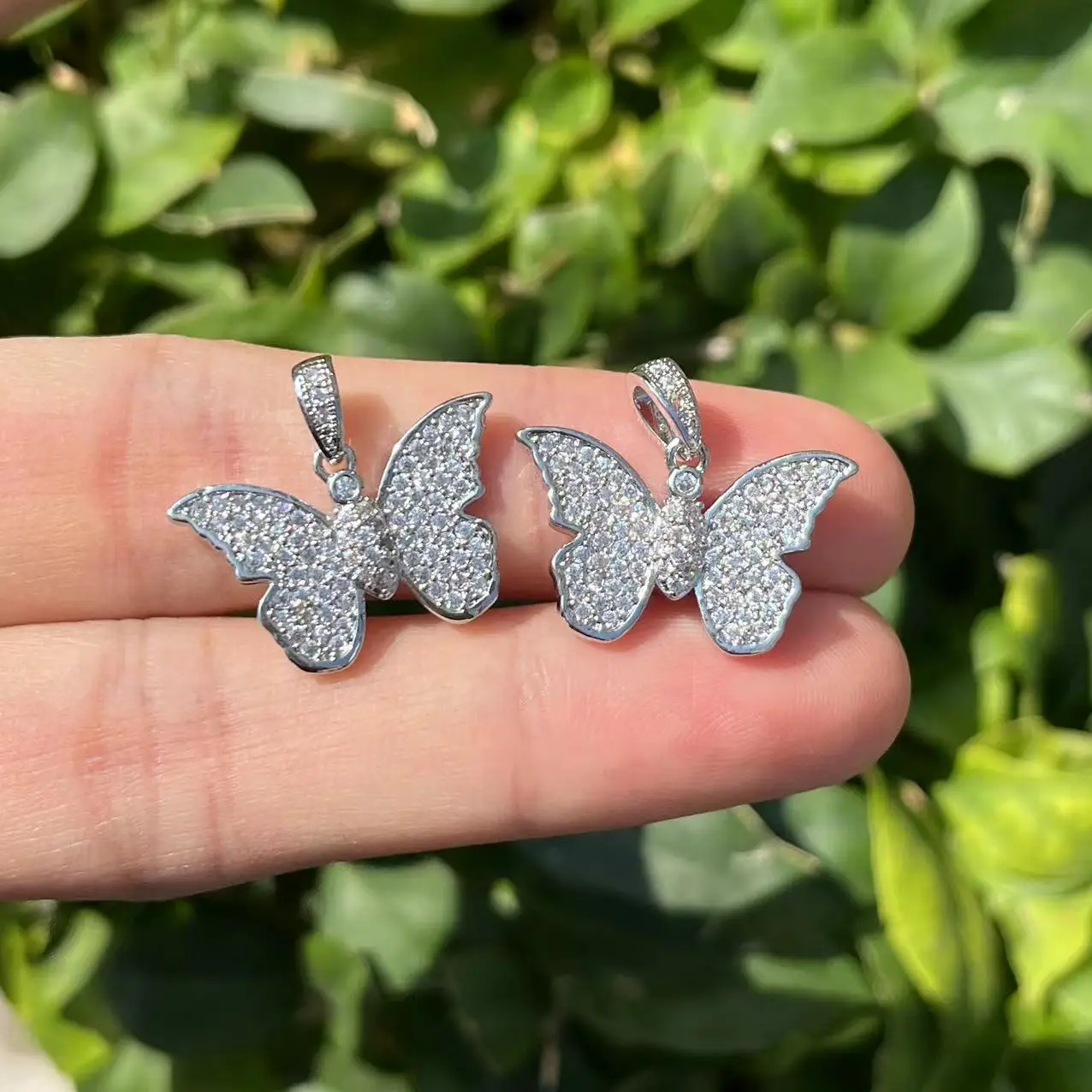 5pcs/Lot Mini Butterfly Pendant Zirconia Paved Charms For Handmaking Bracelets Jewelry Accessories