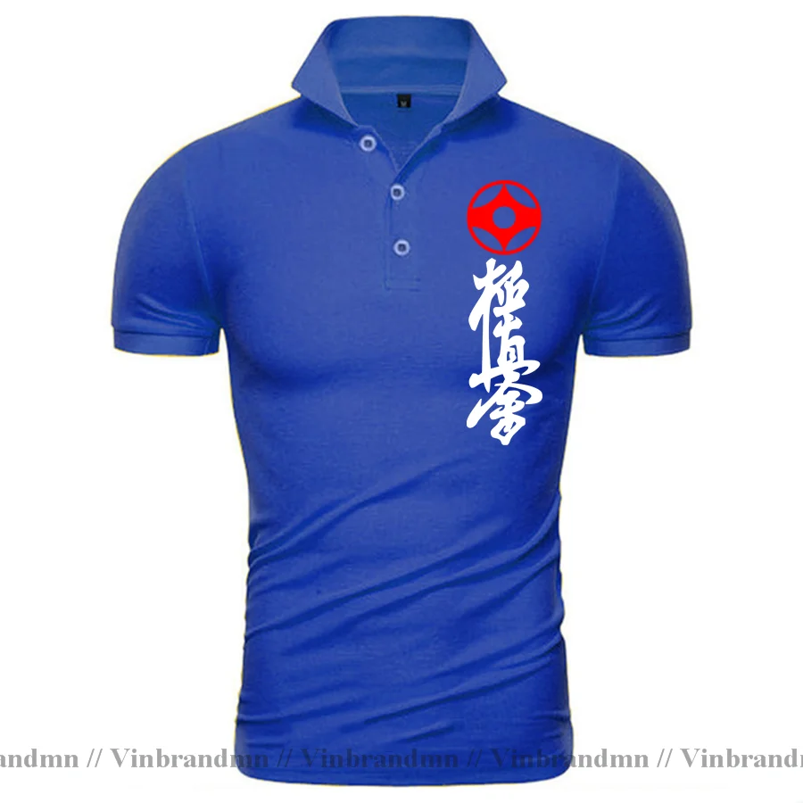 Japan Kung Fu Slim Fit Black Polo Shirts Homme Kyokushin Karate Masutatsu Oyama Karate Custom Polo Shirt Men Funny Print T Shirt