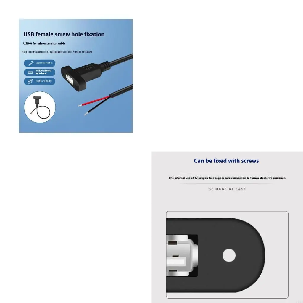 Quick Install USB Extension Cable with Screw Fixing Hole Repair Cable Charging Connector Connection For Home Office