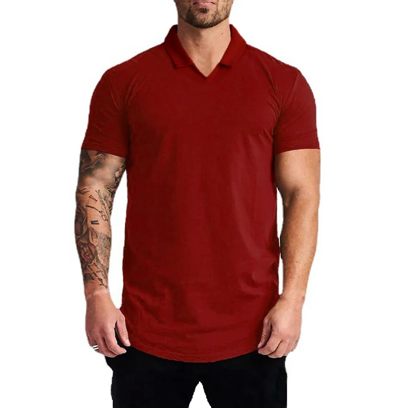 

New Summer Fashion Short Sleeve Polo Shirt Men Sports Casual Plain Color Cotton Turn-Down Collar Polo Shirt for Men