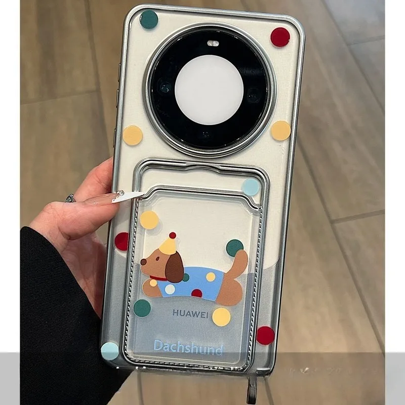 

Cute Colored Polka Dot Sausage Dog Suitable For iPhone 15 Pro14 Pro Max13 Pro Max Crossbody Phone Case Anti Drop Protective Case